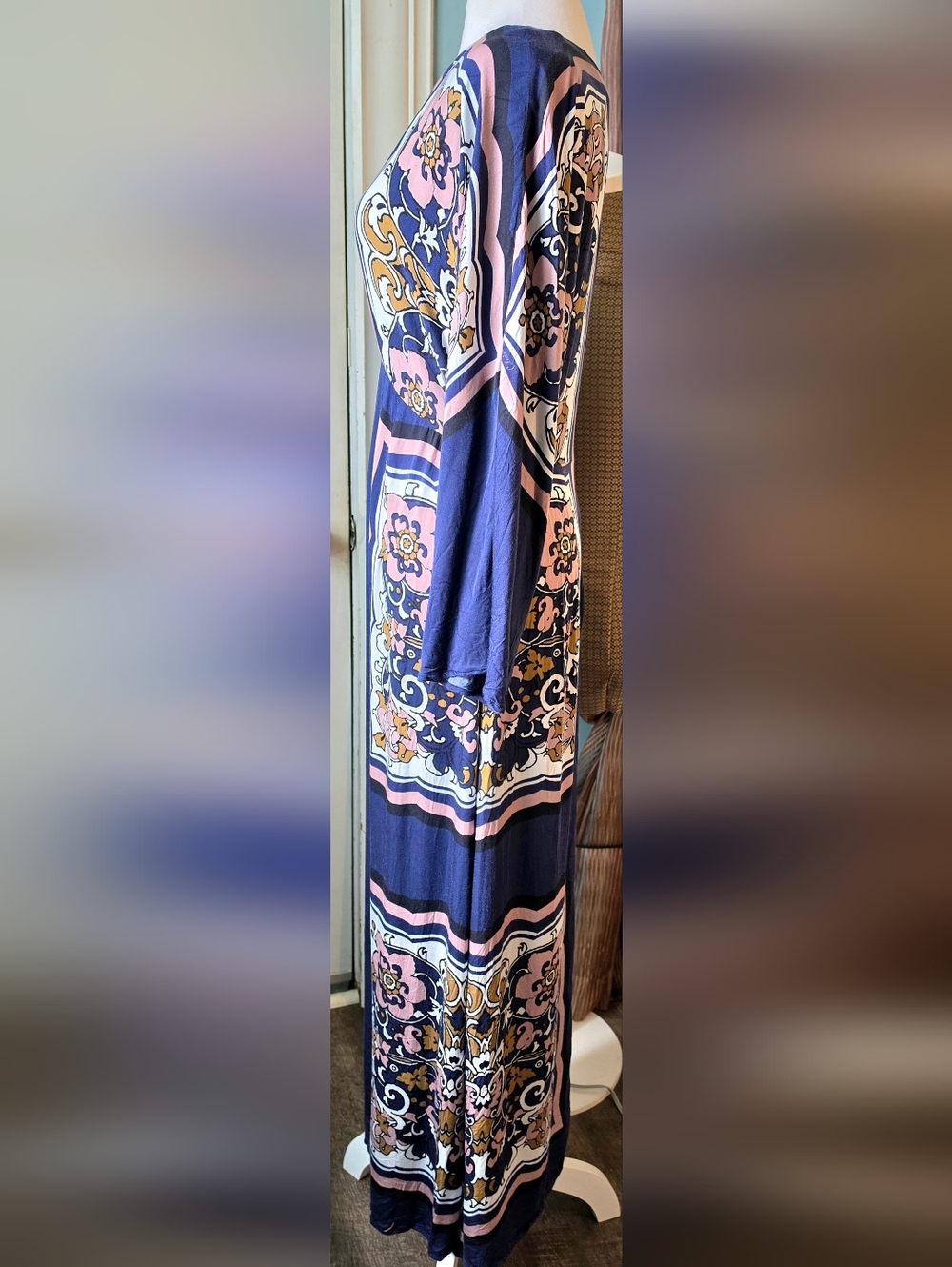 Cleobella Falling Fawn Ankle Maxi Dress in Floral Anise Women's M Blue Pink Boho - Picture 4 of 15